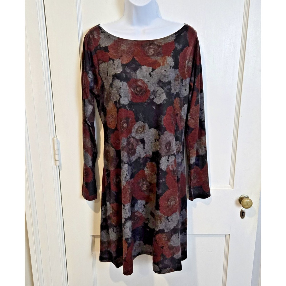VTG Nally & Millie Women's  Floral  Design Round Neck  Long Sleeve‎ Dress Medium